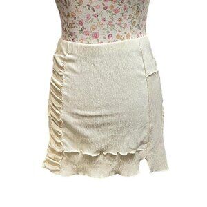 Urban outfitters Cream and tan ruffle mini skirt size large
